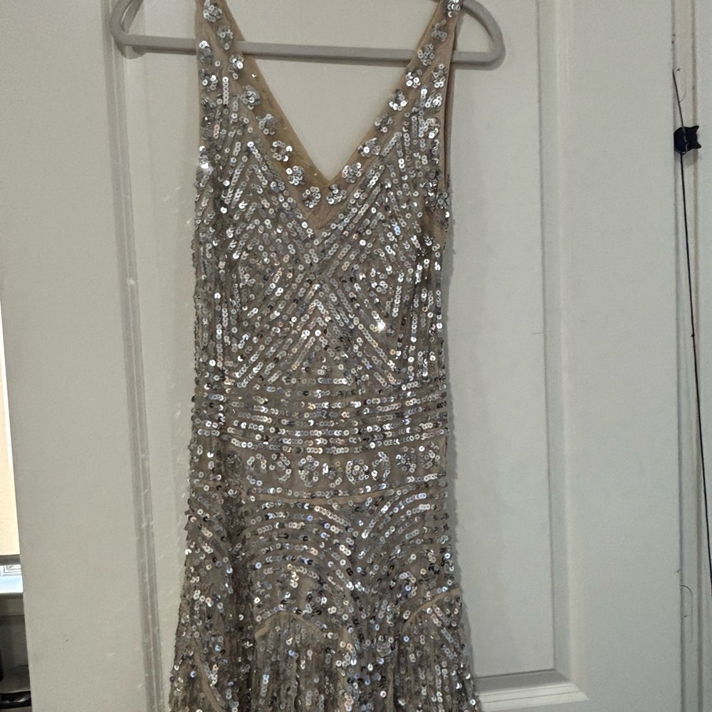 Free People silver and nude sequin dress size Small